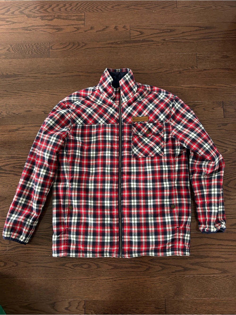 Men's Red Plaid Zip-Up Jacket
